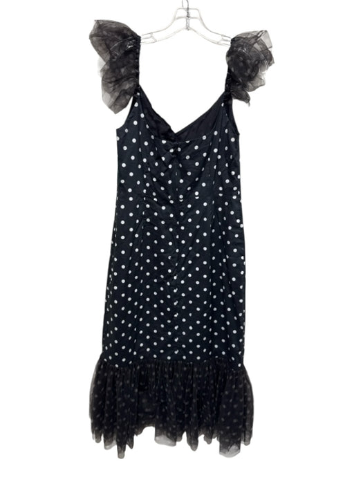 Staud Size 12 Black & White Cotton Polka Dots Sleeveless Ribbon Dress Black & White / 12