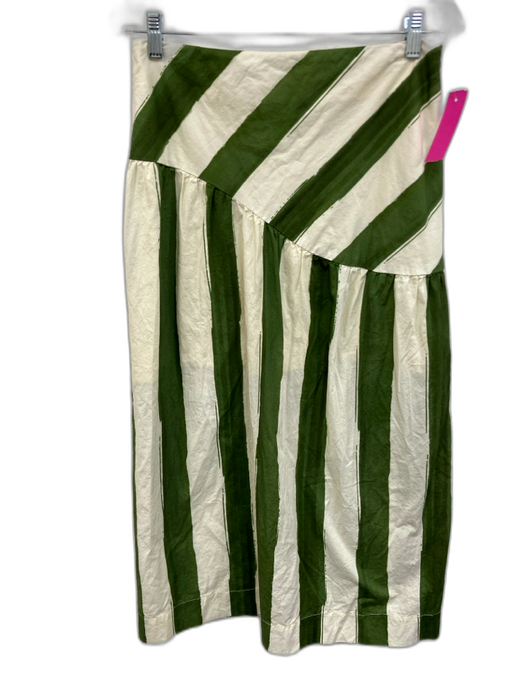 Love, Dress Size Large Green & White Spaghetti Strap Striped Cropped Skirt Set Green & White / Large