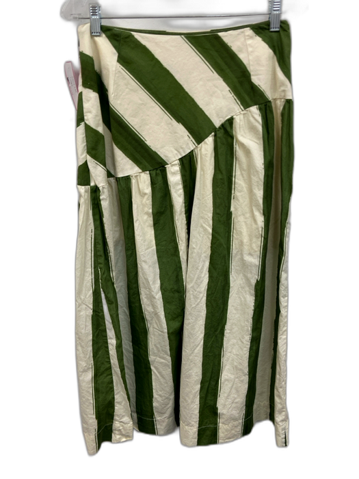 Love, Dress Size Large Green & White Spaghetti Strap Striped Cropped Skirt Set Green & White / Large