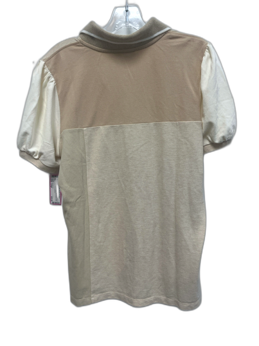 Tuckernuck Size Large Tan & cream Cotton Short Sleeve Color Block Polo Top Tan & cream / Large