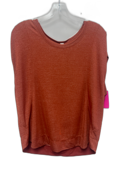 Lululemon Size 10 Rust Orange Nylon Blend Cap Sleeve Heathered Paneled Top Rust Orange / 10