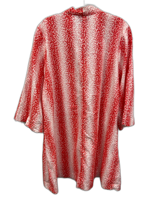 Tuckernuck Size Large Red & White Cotton Long Sleeve Abstract Print V Neck Dress Red & White / Large
