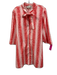 Tuckernuck Size Large Red & White Cotton Long Sleeve Abstract Print V Neck Dress Red & White / Large