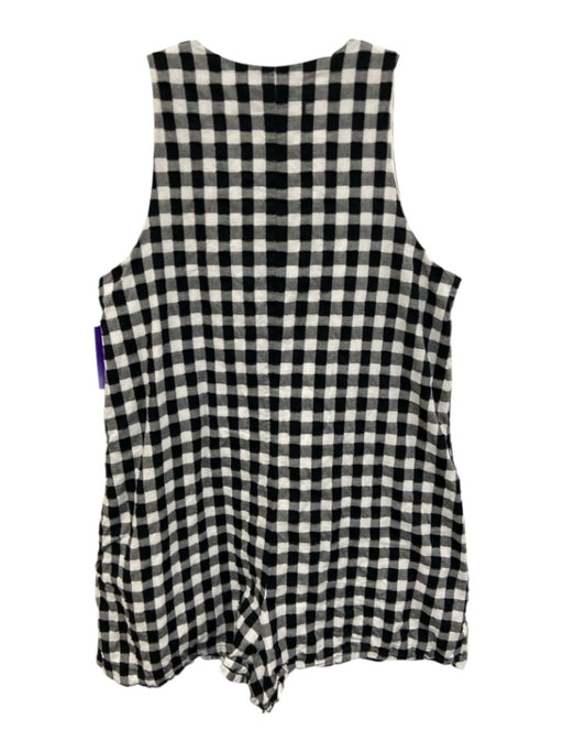 Tuckernuck Size L Black & White Cotton Gingham Sleeveless Tie Detail Mini Romper Black & White / L