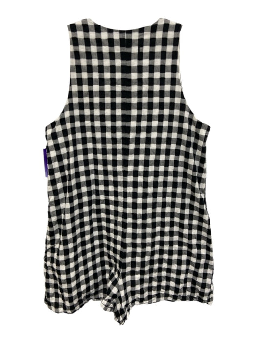 Tuckernuck Size L Black & White Cotton Gingham Sleeveless Tie Detail Mini Romper Black & White / L