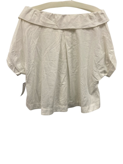 Sea New York Size M / 10 White Cotton Off Shoulder Short Sleeve Button Front Top White / M / 10