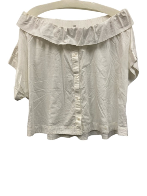 Sea New York Size M / 10 White Cotton Off Shoulder Short Sleeve Button Front Top White / M / 10