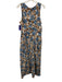 Madewell Size 12 White, Brown & Blue Cotton Floral Sleeveless Keyhole Dress White, Brown & Blue / 12