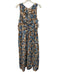 Madewell Size 12 White, Brown & Blue Cotton Floral Sleeveless Keyhole Dress White, Brown & Blue / 12