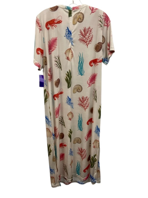 Tuckernuck Size L White & Multi Polyester Blend Seashell Print Back Zip Dress White & Multi / L