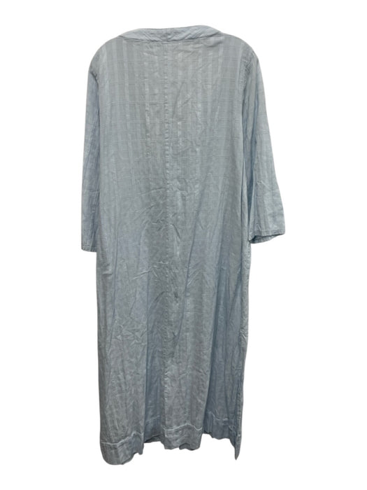 Pomander Place Size XL Light Blue Cotton Long Sleeve Check Pattern V Neck Dress Light Blue / XL