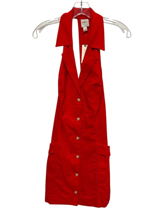 Maeve Size L Red Viscose Blend Sleeveless Large Pockets Button Up Mini Dress Red / L