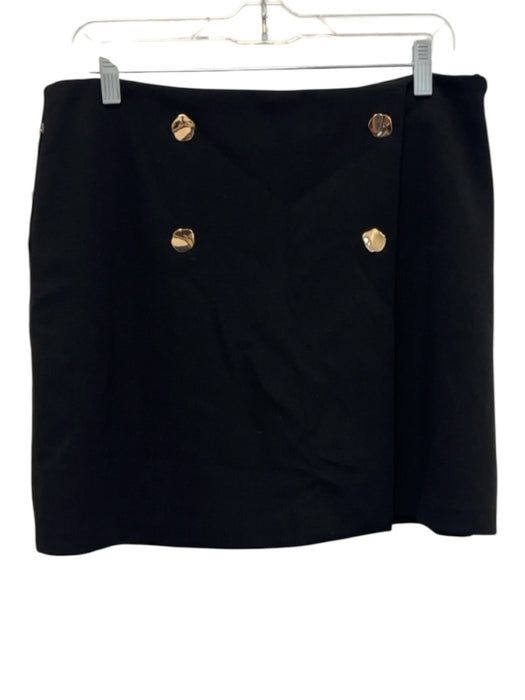 Hyacinth House Size L Black Polyester Blend Side Zip Gold Button Detail Skirt Black / L