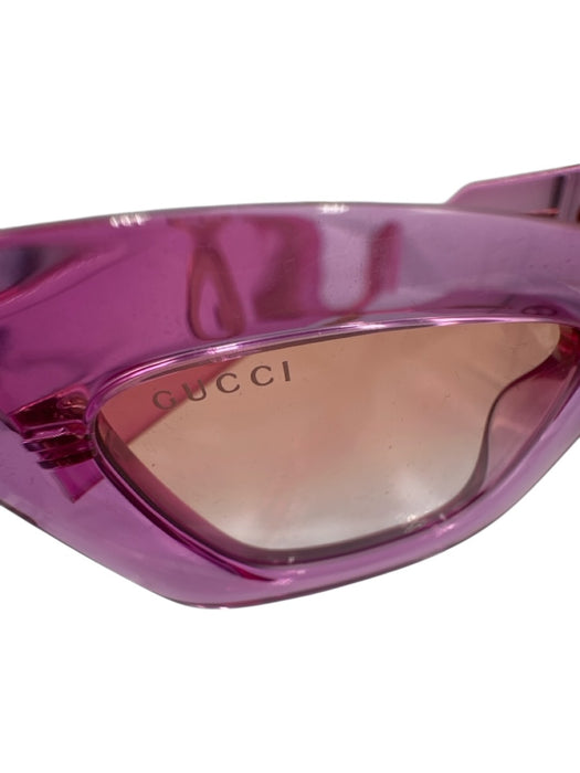 Gucci Hot pink Acetate Cat Eye Chunky Clear Sunglasses Hot pink