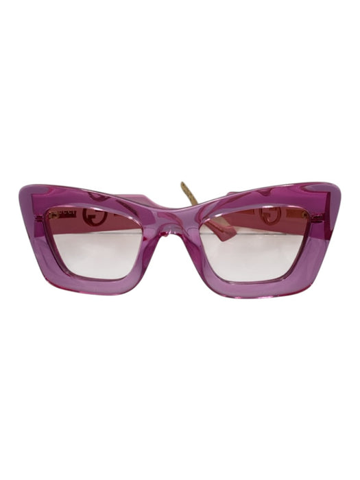 Gucci Hot pink Acetate Cat Eye Chunky Clear Sunglasses Hot pink