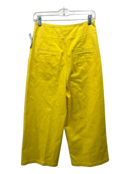 Tibi Size 4 Yellow Cotton High Rise hook & zip Straight Wide Cut Pants Yellow / 4