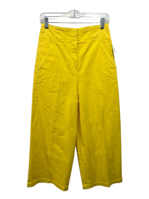 Tibi Size 4 Yellow Cotton High Rise hook & zip Straight Wide Cut Pants Yellow / 4