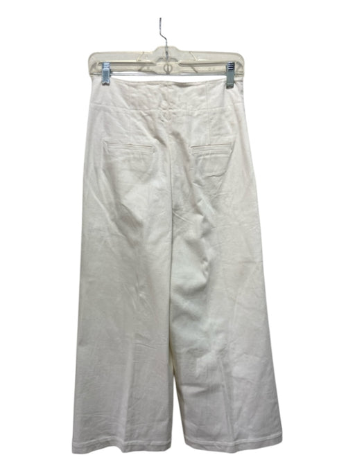 Tibi Size 4 White Cotton High Rise hook & zip Straight Wide Cut Pants White / 4