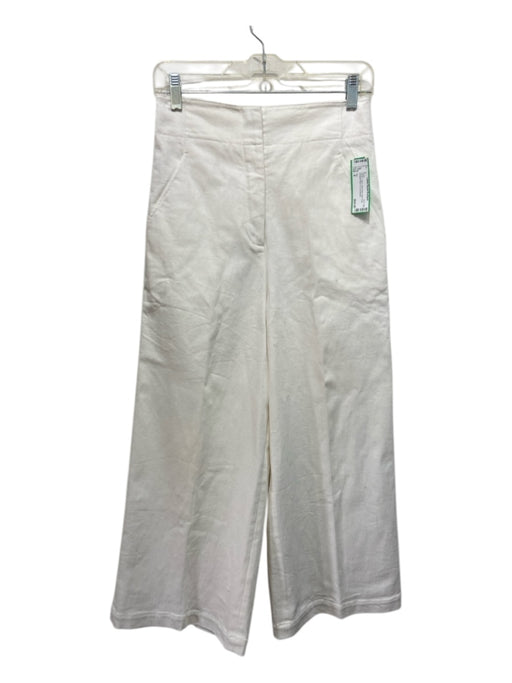 Tibi Size 4 White Cotton High Rise hook & zip Straight Wide Cut Pants White / 4