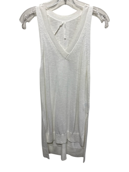 Anthropologie Size S White Rayon & Cotton Sleeveless V Neck Knit Dress White / S