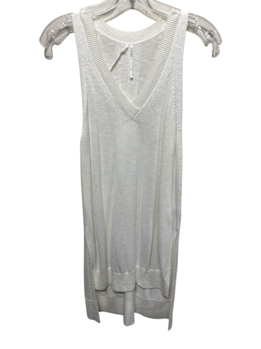 Anthropologie Size S White Rayon & Cotton Sleeveless V Neck Knit Dress White / S