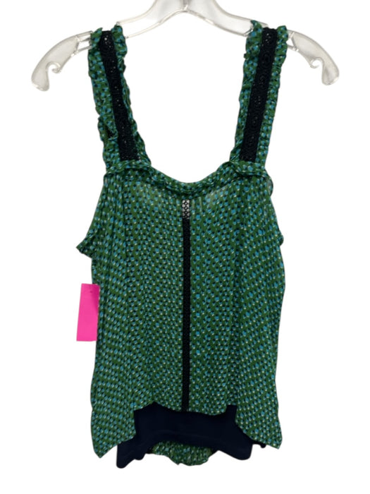 By Anthropologie Size 6 Green, Blue, Black Rayon Sleeveless Abstract Print Top Green, Blue, Black / 6