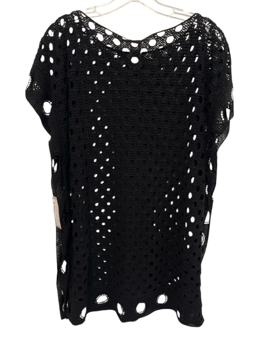 Seafolly Size One Size Black Cotton Cap Sleeve Crochet Circles Coverup swimwear Black / One Size