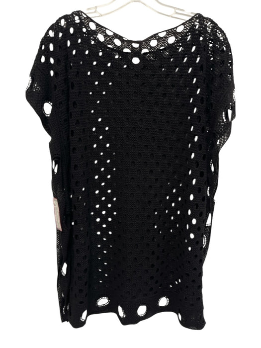 Seafolly Size One Size Black Cotton Cap Sleeve Crochet Circles Coverup swimwear Black / One Size