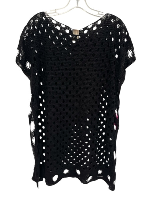 Seafolly Size One Size Black Cotton Cap Sleeve Crochet Circles Coverup swimwear Black / One Size
