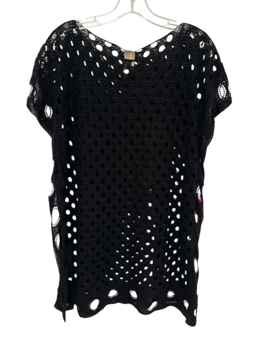 Seafolly Size One Size Black Cotton Cap Sleeve Crochet Circles Coverup swimwear Black / One Size