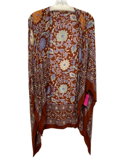 Free People Size One Size Red, Green, Blue Half Sleeve Floral Cardigan Red, Green, Blue / One Size