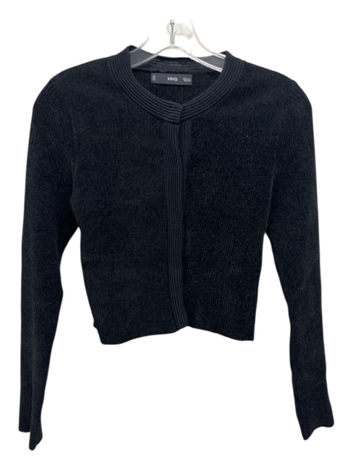 MNG Size XS Black Polyester & Polyamide Chenille Rib Knit Long Sleeve Top Black / XS