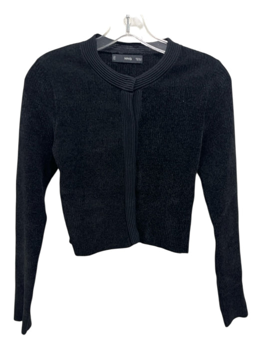 MNG Size XS Black Polyester & Polyamide Chenille Rib Knit Long Sleeve Top Black / XS