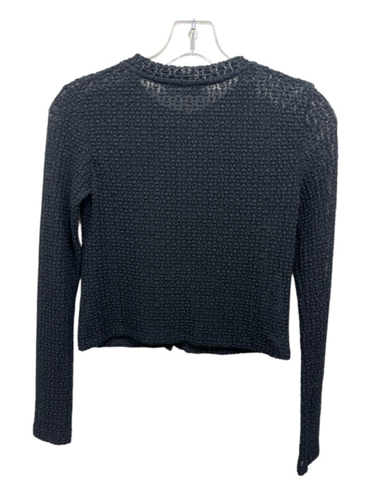 MNG Size XXS Black Polyester Long Sleeve Buttons Texture Sheer Top Black / XXS