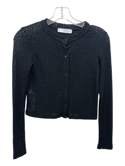 MNG Size XXS Black Polyester Long Sleeve Buttons Texture Sheer Top Black / XXS