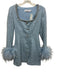 Self Portrait Size 2 Light Blue & Silver Polyester Long Sleeve Sequin Dress Light Blue & Silver / 2