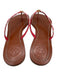 Tory Burch Shoe Size 6.5 Brown, Red, White Leather Flip Flop Floral Logo Sandals Brown, Red, White / 6.5