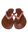 Tory Burch Shoe Size 6.5 Brown, Red, White Leather Flip Flop Floral Logo Sandals Brown, Red, White / 6.5