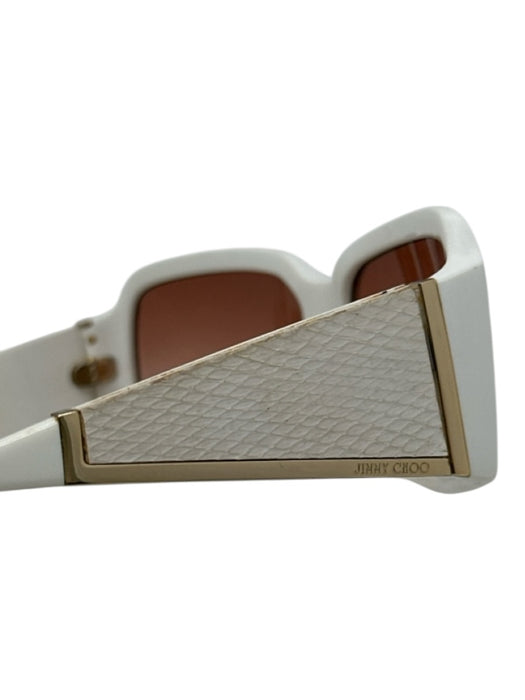 Jimmy Choo White Acetate Snake Detail Gold Hardware Rose Case Inc. Sunglasses White