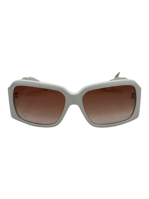 Jimmy Choo White Acetate Snake Detail Gold Hardware Rose Case Inc. Sunglasses White