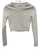 Maniere De Voir Size 2 White Cotton Blend Rhinestone Long Sleeve Zip Wrist Top White / 2