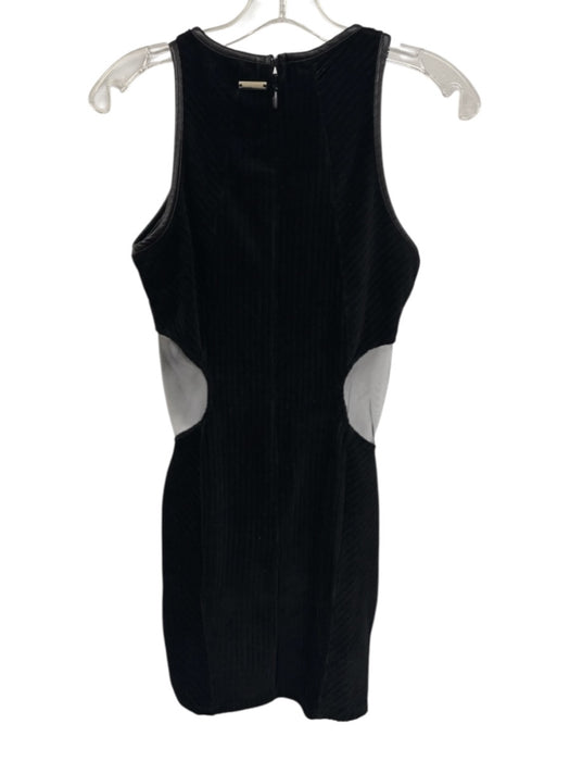 Maniere De Voir Size 2 Black Cotton Blend Ribbed Corduroy Mesh Panel Dress Black / 2