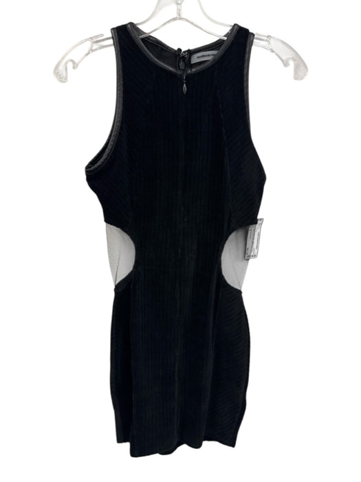Maniere De Voir Size 2 Black Cotton Blend Ribbed Corduroy Mesh Panel Dress Black / 2