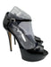 Le Silla Shoe Size 39 Black Leather Upper Patent Ankle Buckle Peep Toe Pumps Black / 39