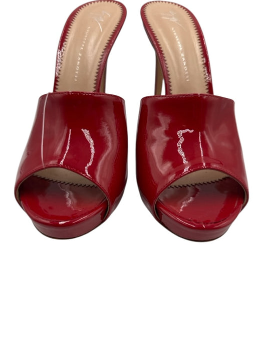 Giuseppe Zanotti Shoe Size 39 Red Leather Upper Patent Mule Low Platform Pumps Red / 39