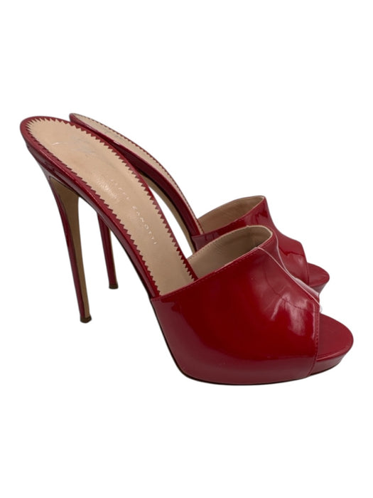 Giuseppe Zanotti Shoe Size 39 Red Leather Upper Patent Mule Low Platform Pumps Red / 39