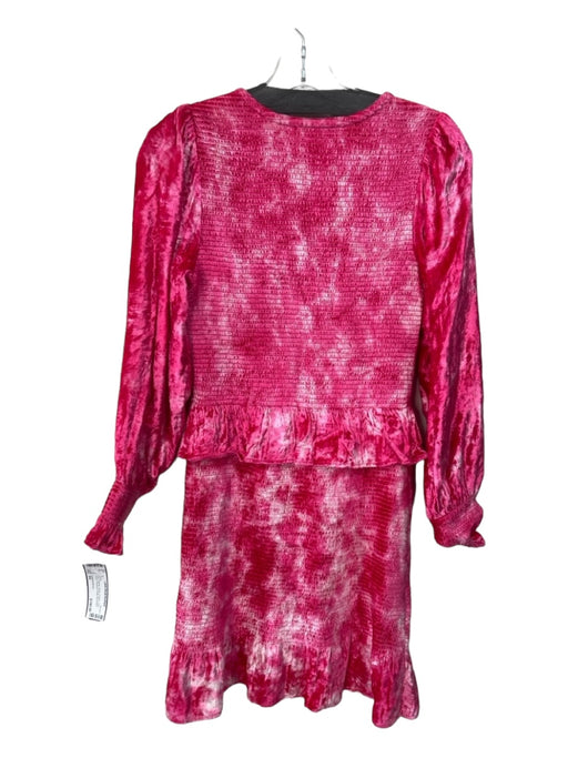 Loveshackfancy Size XS Pink Viscose Velvet V Neck Long Sleeve Smocked Dress Pink / XS