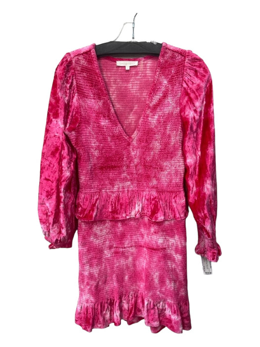 Loveshackfancy Size XS Pink Viscose Velvet V Neck Long Sleeve Smocked Dress Pink / XS