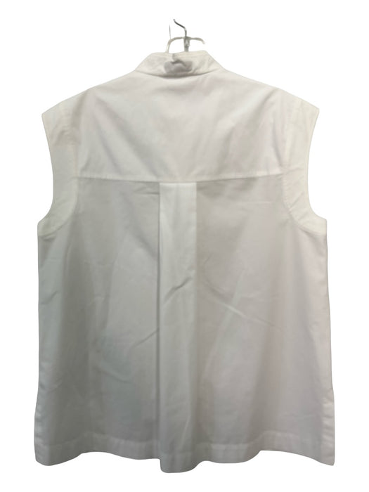 Escada Size 36 White Cotton Band Collar Button Front Sleeveless Top White / 36