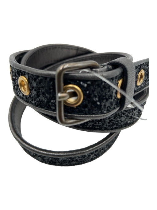 Miu Miu Black Thin Brass Hardware Shimmer Belts Black / 32